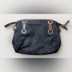 Dooney & Bourke Vintage Brown Leather & Black Nylon Bag – Silver Hardware, EUC